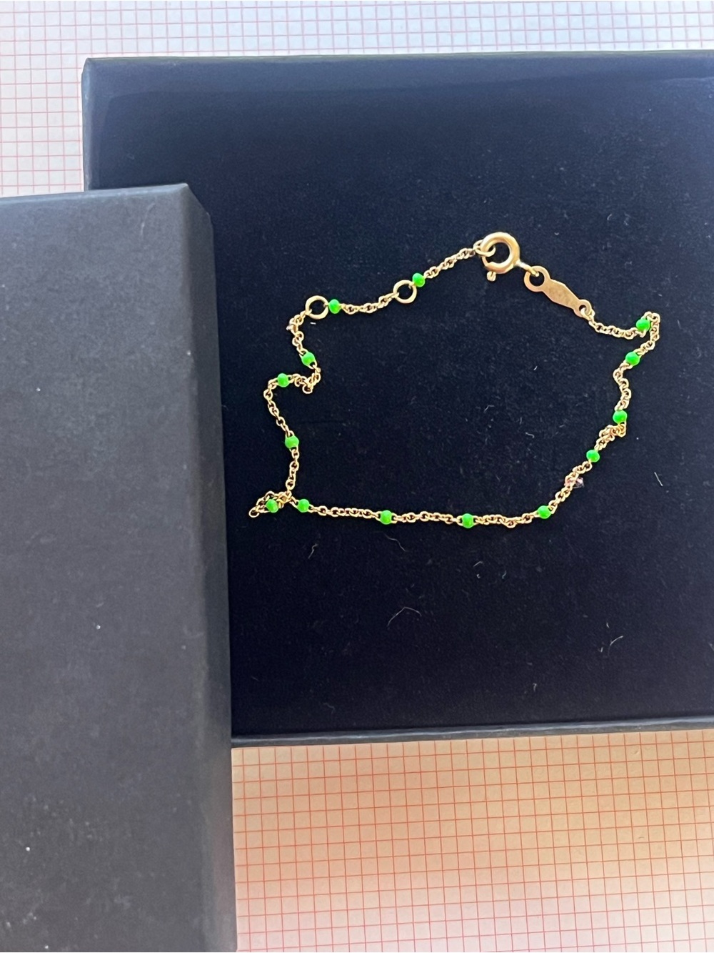 Catbird 14k Gold Candy Chain Bracelet - slime green - Picture 4 of 5